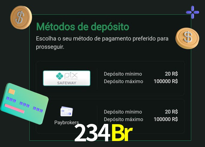 O cassino 234Br oferece uma grande variedade de métodos de pagamento
